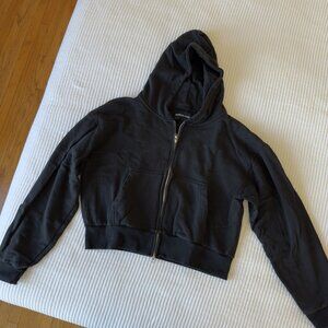 Pearled Ivory Cropped Cotton Sweatshirt (no size tag but fits like M)